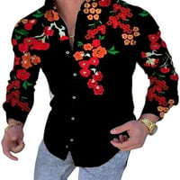 Rejlun muške košulje dugih rukava tunika košulje dolje dolje dolje udobne bluze casual praznični stil-h
