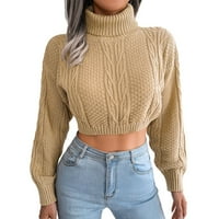 Džemper za žene Ženske kornjače dugih rukava modni prženi tijesto uvijanje kratkog pletenog džemper