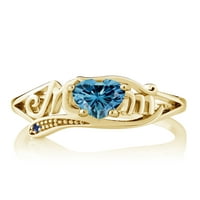 Gem Stone King 18K žuti pozlaćeni srebrni prsten Perzijski plavi moissinite stvorio Sapphire