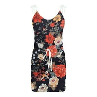 Werulen cvjetni print kratkim sjenama za žene, ljetni remen elastični struk mini žene haljina za sunčanje