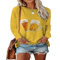 Noilla žene vrhove Oktoberfest majica pivo mjehurić Ispis majica dame labavo pulover dugih rukava tunika