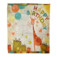 Flannel bacajte pokrivač ružičasti rođendan baby sretan žiraffe najava o rođenju meko za kauč za krevet