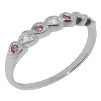 Britanci napravio je 9k bijeli zlatni prirodni dijamant i ružičasti turmalinski ženski vječni prsten