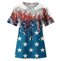 Američki zastava vrhovi žene patriotska majica USA zastava majica 4. srpnja Tee vrhovi tiska majica