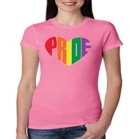 Rainbow LGBTQ Gay Pride Heart LGBT Pride Womens Slim Fit Junior Tee, Bijela, X-velika