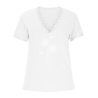 Ženske bluze i vrhovi Dressy Ležerni Seksi modni ljetni V-izrez majica Ispis kratkih rukava bluza bijela