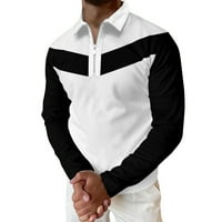 Entyinea Muške polo majice Ležerne prilike s dugim rukavima Polo Svakodnevna košulja na majici s kratkom košulje XXL White