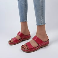 Ženske cipele dame modne čvrste boje kože šuplje prozračne riblje u usta klina sandale crvene 6,5
