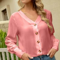 Ženske košulje dugih rukava Ležerne prilike pune boje dolje Bluze Osnovna labava Fall odjeću