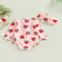Blotona Toddler Baby Girl Romper kupaći kupaći kostimi jagode print patentni sakupljajući koprivi i