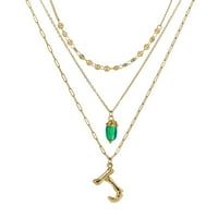 Modna slova Prirodni kamen šarm višeslojni lanac ogrlica za žene nakit
