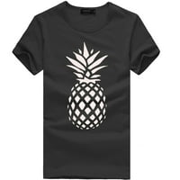 Ženski ljetni vrhovi ananas print crewneck bluza s kratkim rukavima crna xxl