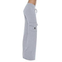 Ženske teretne pantalone sa džepovima Gumbi Elastična struka Vrlo vežba joga gamaše Ležerne prilike