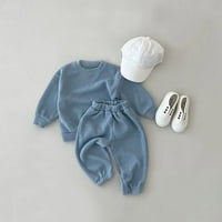 Rovga Boy Outfit Baby Girls Boys Jesenski čvrste pamučne duge rukave duge hlače postavljene odjeću 12-mjeseci