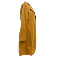 Guvpev ženski modni vuneni rever s dugim jaknom dugim jaknom - žuti l