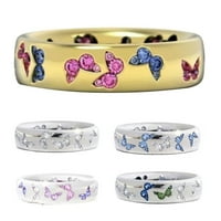 YDXL Modne žene Butterfly Cubic cirkonija Inlaid prsten za prste vjenčani nakit Plavi + bijeli SAD 8