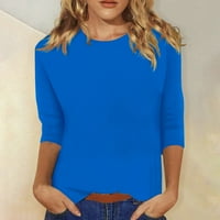 Qwertyu rukave Plus size lakat slim fit prevelizirane majice za žene Cvjetni posadni izrez Ženske vrhove Kompresijska košulja Rukovanje ljetni bluze za žene na klirensu plave s