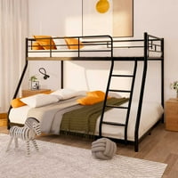 Buyweek crna Twin preko punog metalnog kreveta na kat s udobnim predjelima, jednostavan za sastavljanje