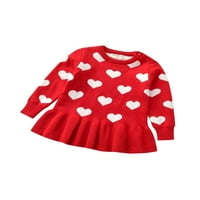 TODDLER Baby Girl Dan zaljubljenih Dress Pleted Love Heart Ruffle Tutu Suknje Sweater Princess Mini