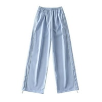 Ženske hlače Ženske labave teretne hlače Retro Multi džepni džep niska kopča sa svinjom za nos Slim ravne tkane povremene hlače