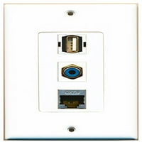 Riteav - Port RCA plava i luka USB A-A i luka zaštićena mačka Ethernet Dekorativna zidna ploča Dekorativna