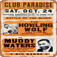 Metalni znak - zavija Wolf & Muddy Waters u Memphisu - Vintage Rusty Look