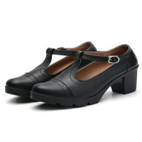 Daeful Womens Mary Jane Heels T-Strap Oxford pumpe gležnjače za gležnjeve kožne cipele protiv klizanja