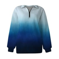 Duksevi vrhovi udobne osnovne dukseve s dugim rukavima ovratnik gradijent boja zip pulover majice pulover