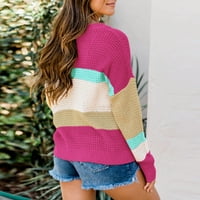 Fesfesfes Žene Dukseri Stripes Patchwork O-izrez Dugi rukavi Ležerni džemper Bluza Izgled ispod 10 USD