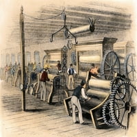 Gumeni mlin, 19. vek. Na gume mling mlind. Graviranje drveta, 19. vek. Poster Print by