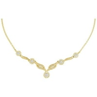 14K žuti zlatni princezo dijamantski klaster luksuz 18 ogrlica CTTW