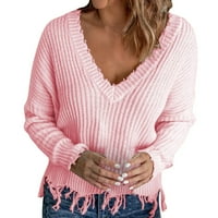 PIMFILM WOMENS pulover Dukseri izričene pulover džemperi za žene Dressy Comfort Pink XL