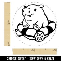 Baby Hippo u plivanju Gumeni pečat za Scrapbooking Crafting Staring - Mini