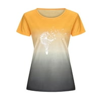 Modni ženski gradijentni suncokret Ispis O-izrez kratkih rukava majica bluza