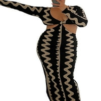 Wassery Slim Fit pletene džemper za žene Elegantna rebra s dugim rukavima Bodycon haljina izdubljena zabava Duga haljina Jesen Koktel Beach Streetwear