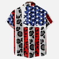 Dugme Down Majice za muškarce Regularno Fit Funny USA Zastava Ispis Short rukava Revel pulover s prednjim