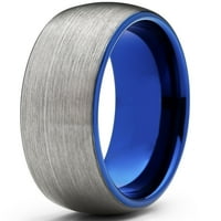 Muški prsten za vjenčani prsten za volfram Carbide, kupola brušena plava udobnost FIT BAND SZ 7.5