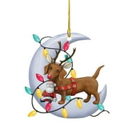 Santa leži na mjesecu i crtanim psima i santa automobilom ukrašavanje božićnog stabla ukras ukras Naslovnica
