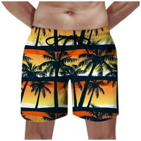 Muške tiskane kratke hlače nove tropske havajske plaže modne prozračne pantalone, narandžaste, l