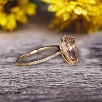 Iznenađujuće prsten 1. Karatni kruški oblik morgarite zaručnički prsten čvrsti 10k ružičasti zlato obećavaju