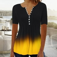 Caveitl majica za žene, modne žene Ljeto kauzalno tiskanje kratkih rukava V-izrez Top bluza majica crna,