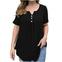 Ljeto Plus veličine za žene, Ženska ljetna labava tanka majica s kratkim rukavima V-izrez