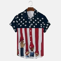 Muške majice Muške nezavisnosti Dan zastava 3D Digitalni tisak Personalizirani modni rever dugme T majica