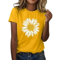 Žene T majice Lood Fit Suncokretoročnicu Plus veličina labava bluza vrhova Djevojka kratkih rukava Grafičke