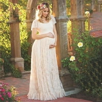 Fattazi ženske čipke materine ruffles haljina s kratkim rukavima, dugačka haljina s letećim rukavima