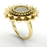 Pravi 1CT okrugli rez Diamond Dame Flower Vintage Godišnjica Angažovano prsten od punog 10k ruža, bijela