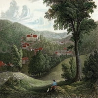 Austrija, 1822. Na Pogled na Dornbach, u blizini Beča, Austrije. Čelično graviranje, 1822., nakon Roberta