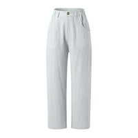 Puuawkoer ženske ležerne džepove sa čvrstim bojama zatvarač elastične tastere za hlače duge pantalone