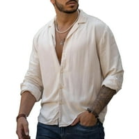 Muška pamučna majica s dugim rukavima Ležerne prilike pune gumb-up vrećice