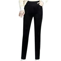 Kali_store pantalone za žene visoke oblikovane tamke visoke strukske zimske toplotne hlače, XL